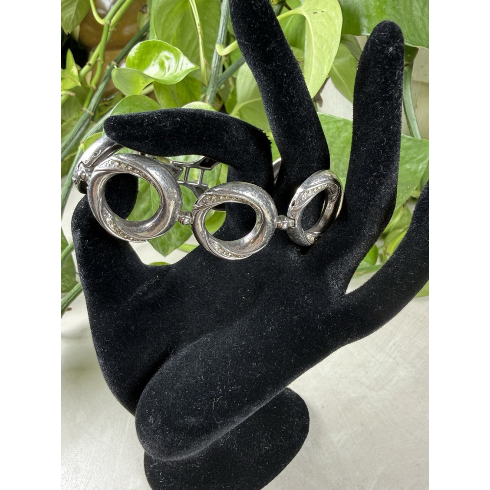 Brighton AUSTYN Silver Open Circle Crystal Link Bracelet Extender Link Needs TLC